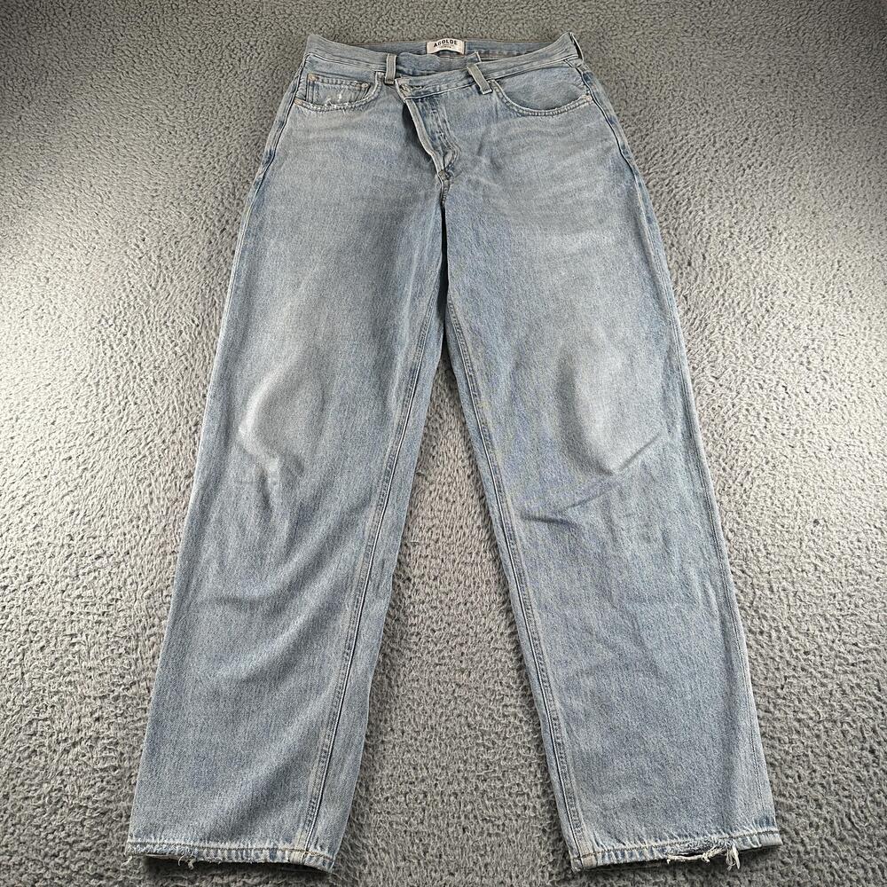 AGOLDE Criss Cross Straight Jeans Womens 26 Blue High Rise Relaxed Light Wash